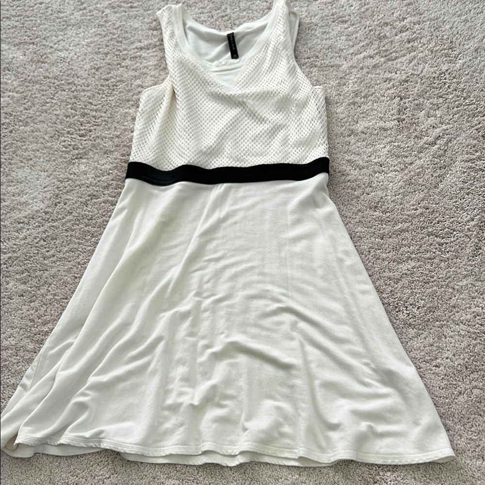 Eric + Toni White Sleeveless Dress with Black Accent